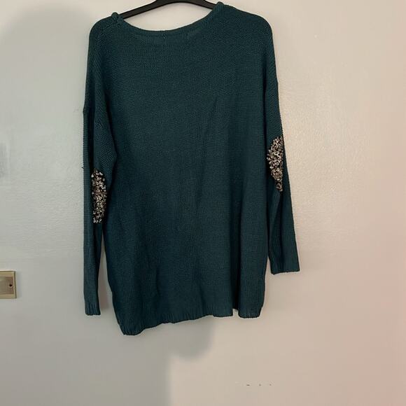 VTG Rehab knit sweater with sequin embellished elbows‎ sz M - Picture 4 of 4